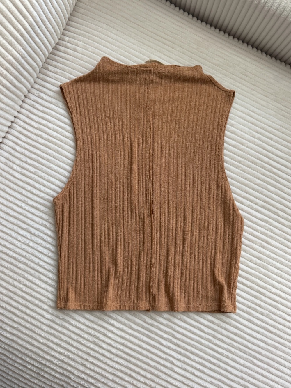 By Together Rust Brown Ribbed Sleeveless Mock Neck Top M